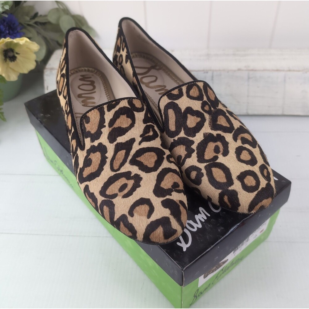 Sam Edelman Jordy Leopard Loafer Genuine Calf Hair Flats Size 10 N Narrow